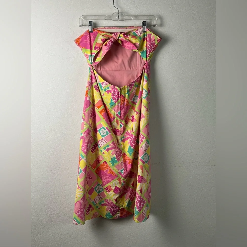 Lilly Pulitzer Patchwork Rock Hula Monkey Strapless Vacation Resort Beach Dress - Picture 2 of 10